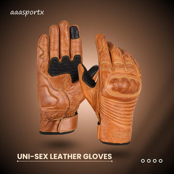 aaaSportx™ Unisex Leather Motorcycle Gloves with Hardshell Protector
