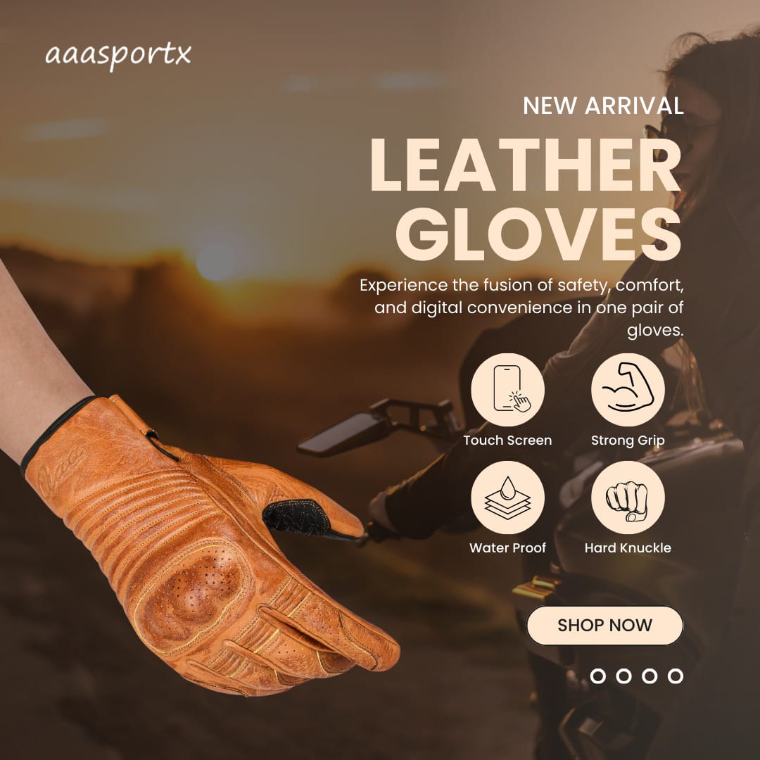 aaaSportx™ Unisex Leather Motorcycle Gloves with Hardshell Protector